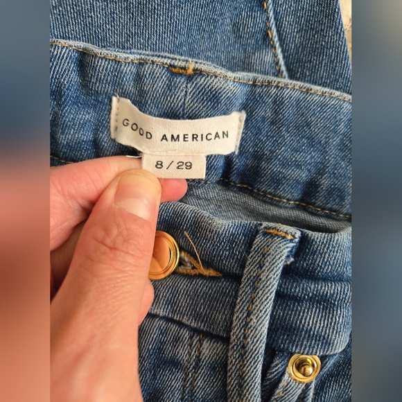 Good American Dark Blue Ankle Jeans with cutoff hem | size 8 - Picture 6 of 8